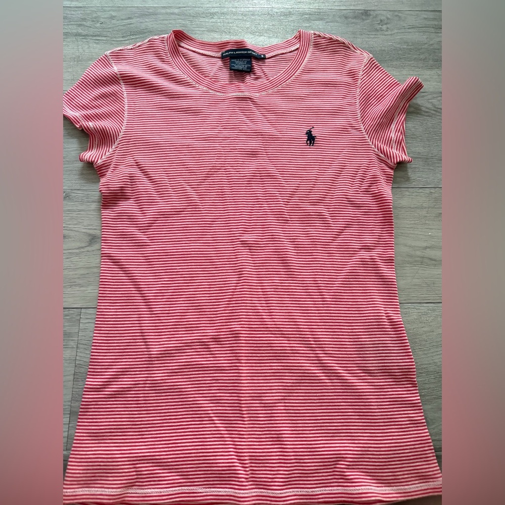 Ralph Lauren Red Striped Short Sleeve Tee